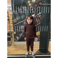 Myskläder Tröja + byxor våfflad eko bomull choklad brun barn/vuxen 1år-Large