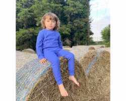 Myskläder Tröja + byxor våfflad eko bomull Lavendel blå barn/vuxen 1år - Large