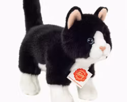 Mjukisdjur Gosedjur Katt svart/vit stående 20cm Teddy Hermann