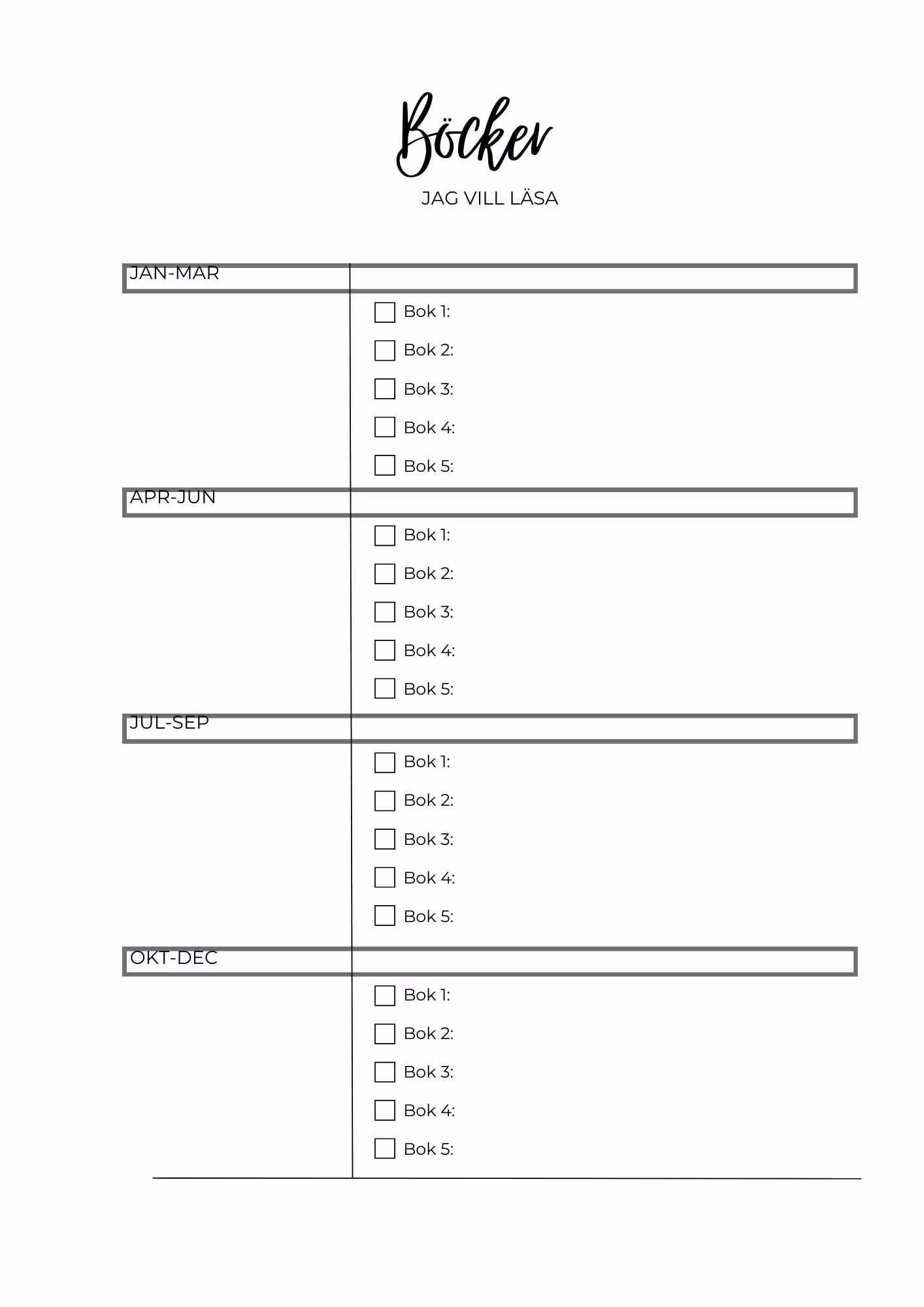 Skriv ut själv -Planner Veckokalender A4 / A5