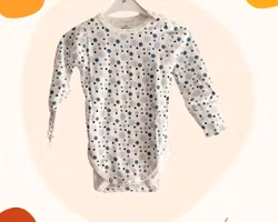 Body för baby långärmad Blå prickar 50-80cl