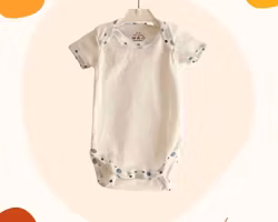 Body för baby kortärmad Vit/ Blå prickar 50-80cl