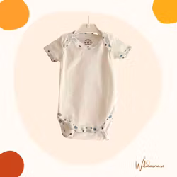 Body för baby kortärmad Vit/ Blå prickar 50-80cl