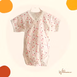 Body för baby omlott kortärmad Rosa prickar 50-80cl
