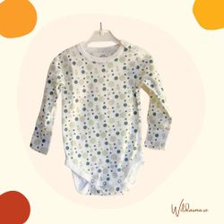 Body för baby långärmad Gröna prickar 60-86cl