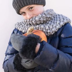 Vantar i lammskinn för barn - Grafitgrå 6mån-8år