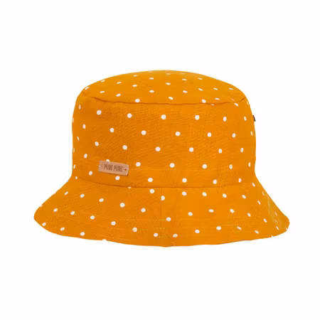 Solhatt för barn - mango med vita prickar linne - 1-10år UV skydd