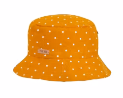 Solhatt för barn - mango med vita prickar linne - 1-10år UV skydd