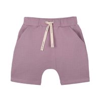 Shorts kortbyxor för barn i våfflad eko bomull - Ljuslila- 86-128cl