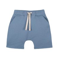 Shorts kortbyxor för barn i våfflad eko bomull - Skuggblå- 86-128cl