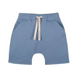 Shorts kortbyxor för barn i våfflad eko bomull - Skuggblå- 86-128cl
