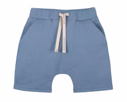 Shorts kortbyxor för barn i våfflad eko bomull - Skuggblå- 86-128cl