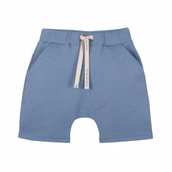 Shorts kortbyxor för barn i våfflad eko bomull - Skuggblå- 86-128cl