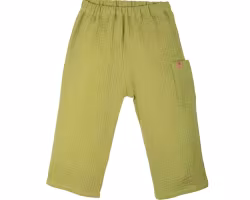Byxor för barn i ekologisk muslin  -avokadogrön - 92-128cl