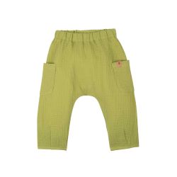 Byxor för baby i ekologisk muslin  -Avocado- 62-86cl