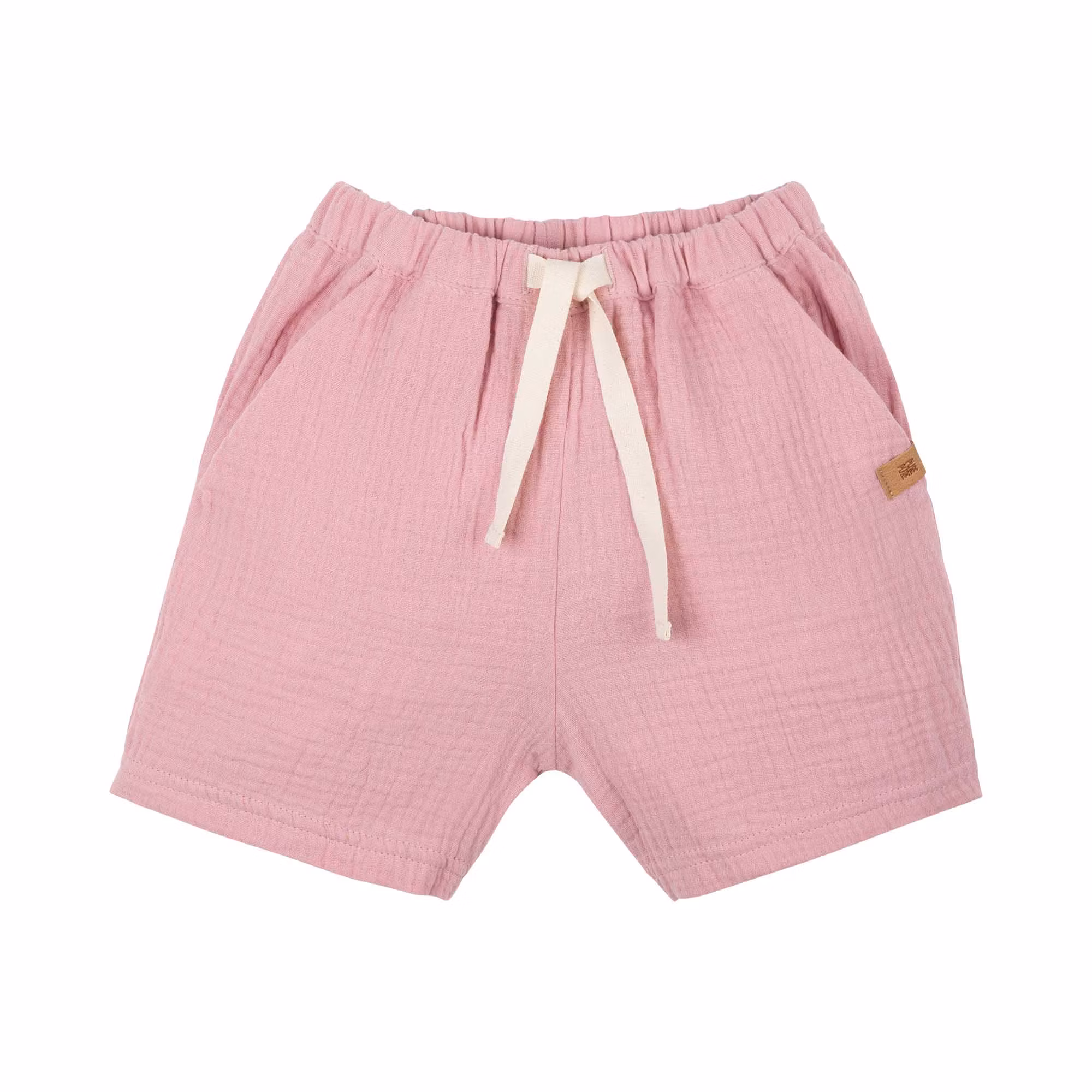 Shorts kortbyxor för barn i ekologisk muslin  -Rosa