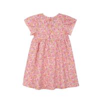 Ljuvlig sommarklänning för barn bomullsvoile rosa blommig –86-128cl