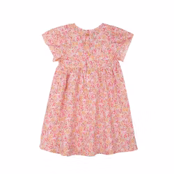 Ljuvlig sommarklänning för barn bomullsvoile rosa blommig –86-128cl