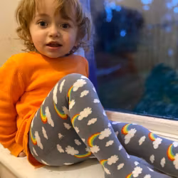 Grå NY Storm Barn strumpbyxor av ekologisk bomull 0-6år