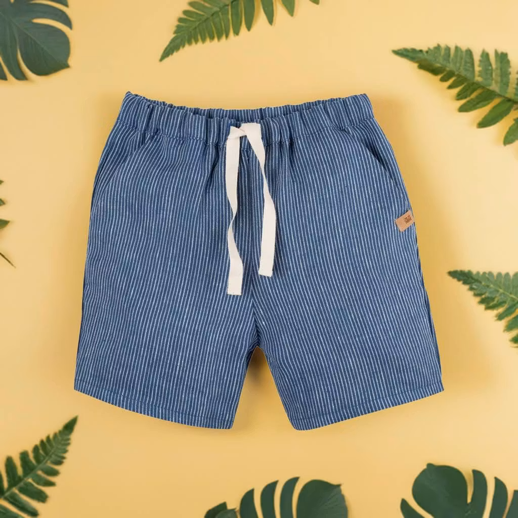 shorts sommarkläder för barn randiga blå linne