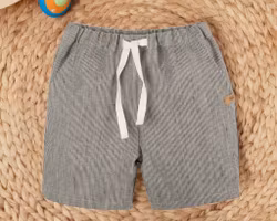 Brun/vit-randiga linne shorts kortbyxor för barn -  86-128cl