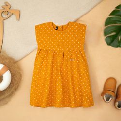 Barnklänning i linne mango med prickar  –86-128cl
