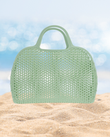 Sage (sjögräs grön) retro strand väska i mesh – sommarens snyggaste (och smartaste) accessoar