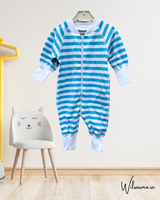 Pyjamas för baby turkos/vit 50/62/68cl tjock mysig bomull