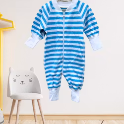 Pyjamas för baby turkos/vit 50/62/68cl tjock mysig bomull
