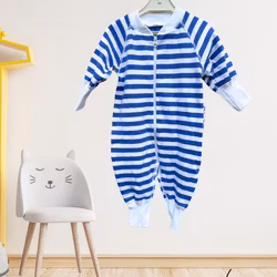 Pyjamas för baby blå/vit 50/62/68cl tjock mysig bomull