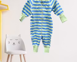 Pyjamas för baby Ljusblå/ljusgrön 50/62/68cl tjock mysig bomull