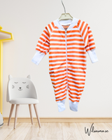 Pyjamas för baby orange / vit 50/62/68cl tjock mysig bomull