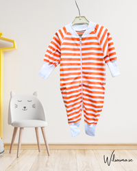 Pyjamas för baby orange / vit 50/62/68cl tjock mysig bomull