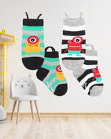 Ezsox barn strumpor - Alien randiga 2-pack (31-34) med halkskydd
