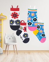 Ezsox barn strumpor - Blommiga 2-pack (31-34) med halkskydd