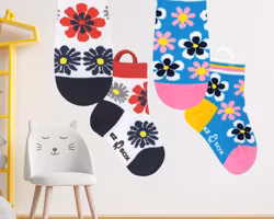 Ezsox barn strumpor - Blommiga 2-pack (31-34) med halkskydd