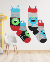Ezsox barn strumpor - Monster 2-pack (31-34) med halkskydd