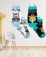 Ezsox barn strumpor - Zebra & Giraff ( 31-34) med halkskydd