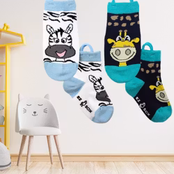 Ezsox barn strumpor - Zebra & Giraff ( 31-34) med halkskydd