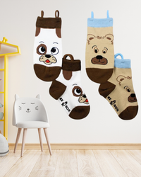 Ezsox barn strumpor - hund & björn 2-pack (31-34) med halkskydd