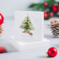 Julkort + örhängen i sterlingsilver - Julgran