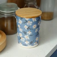 Förvaringsburk bambu med trälock Medium - Prästkrage