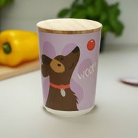 Förvaringsburk bambu med trälock Medium - Hund