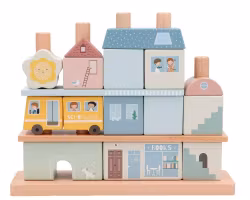 Träklossar för barn stad - Utvecklande bygg lek