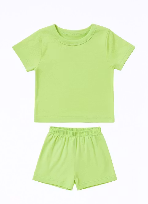 Sommar pyjamas barn shorts +T-shirt Lime 80-130cl