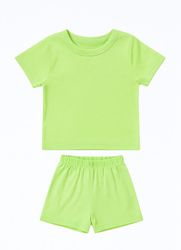Sommar pyjamas barn shorts +T-shirt Lime 80-130cl
