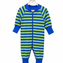 Pyjamas för baby blå/limegrön 50/62/68cl tjock mysig bomull