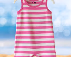 Eiser Tanksuit – Rosa/Vit Randig Komfort för Baby 50-98cl