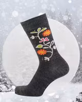 Strumpa Merinoull Dam Herr blommor - Grå 35-45