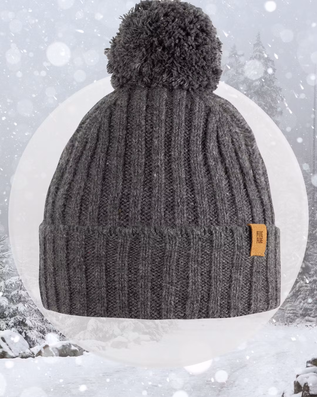 Inspo vinterkläder Mössa baby barn ribbad med boll - Ull (12-24mån)